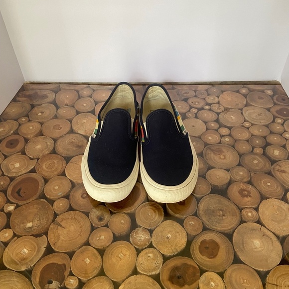 Vans Navy Striped Slip Ons - Picture 1 of 4